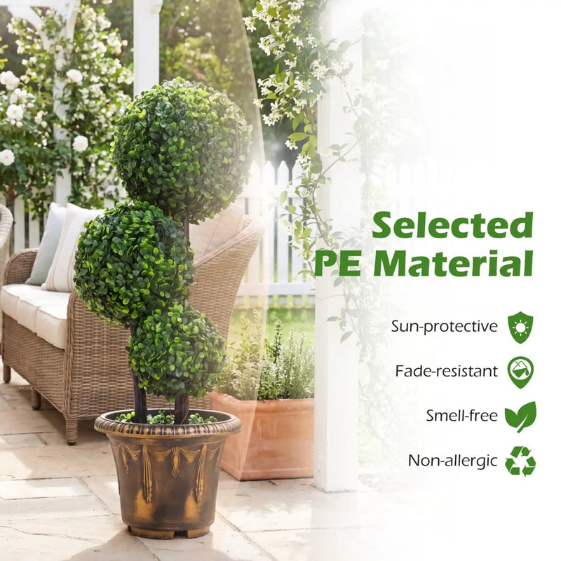 29 Inches Artificial Boxwood Topiary Tree Triple Ball Shrubs by DirectDeals