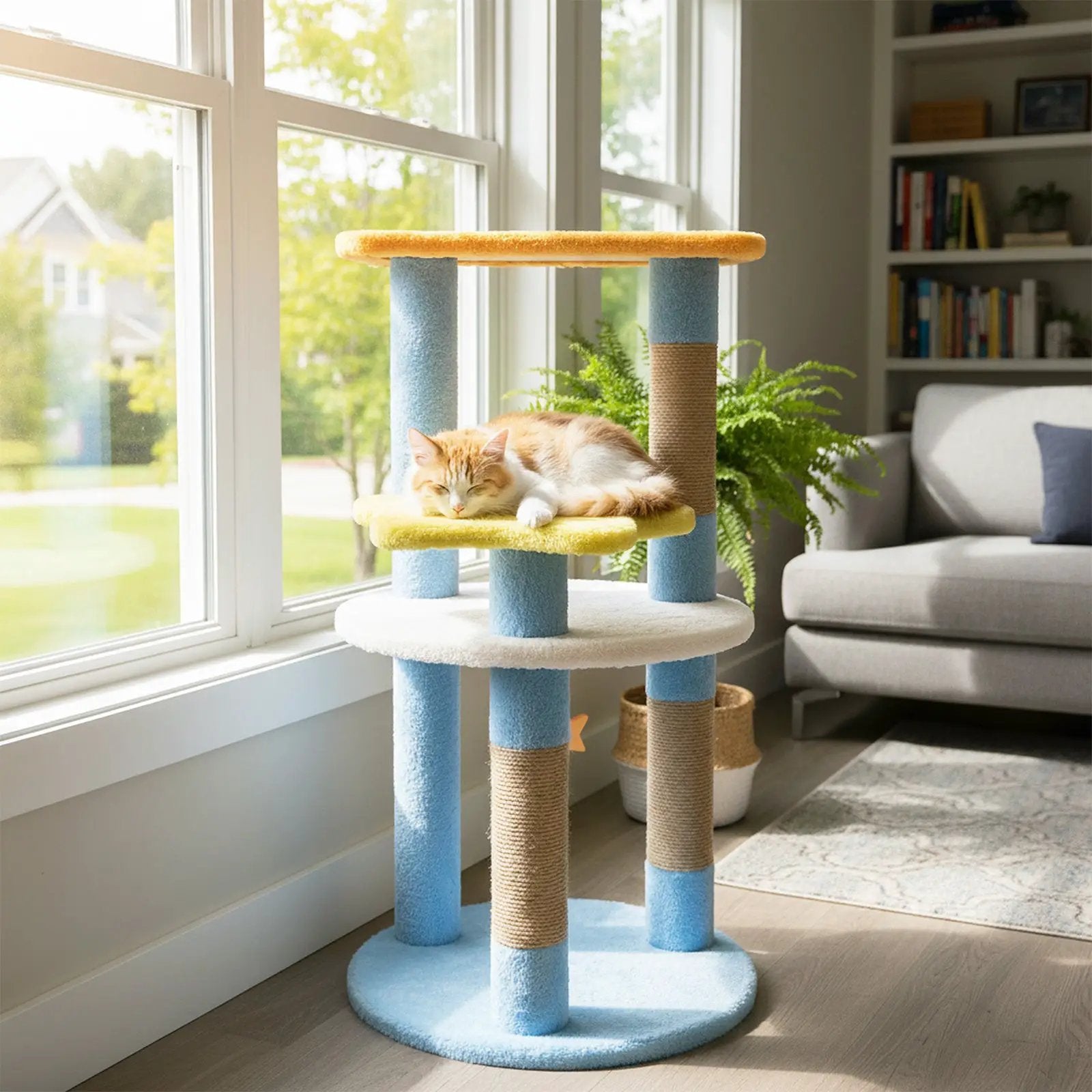 29 Inches Cute Modern Cat Tree with Star and Moon Shaped Platforms by DirectDeals