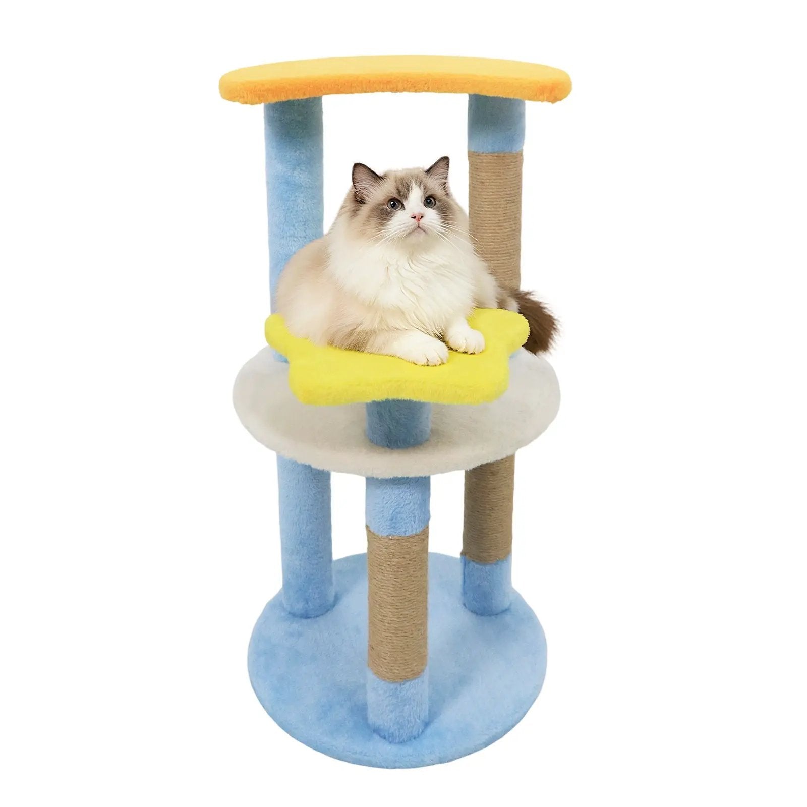 29 Inches Cute Modern Cat Tree with Star and Moon Shaped Platforms by DirectDeals