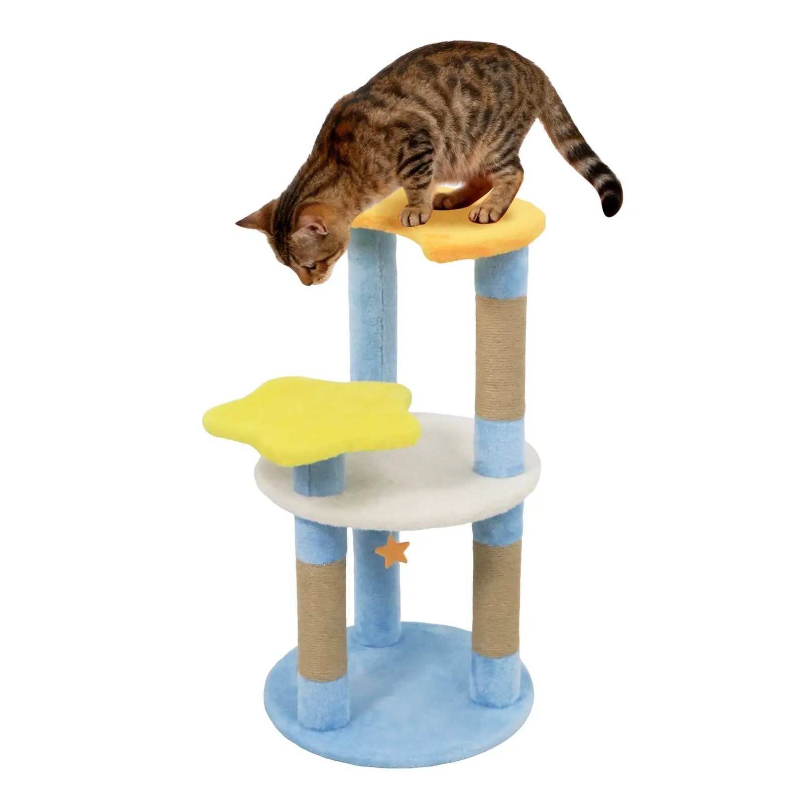 29 Inches Cute Modern Cat Tree with Star and Moon Shaped Platforms by DirectDeals