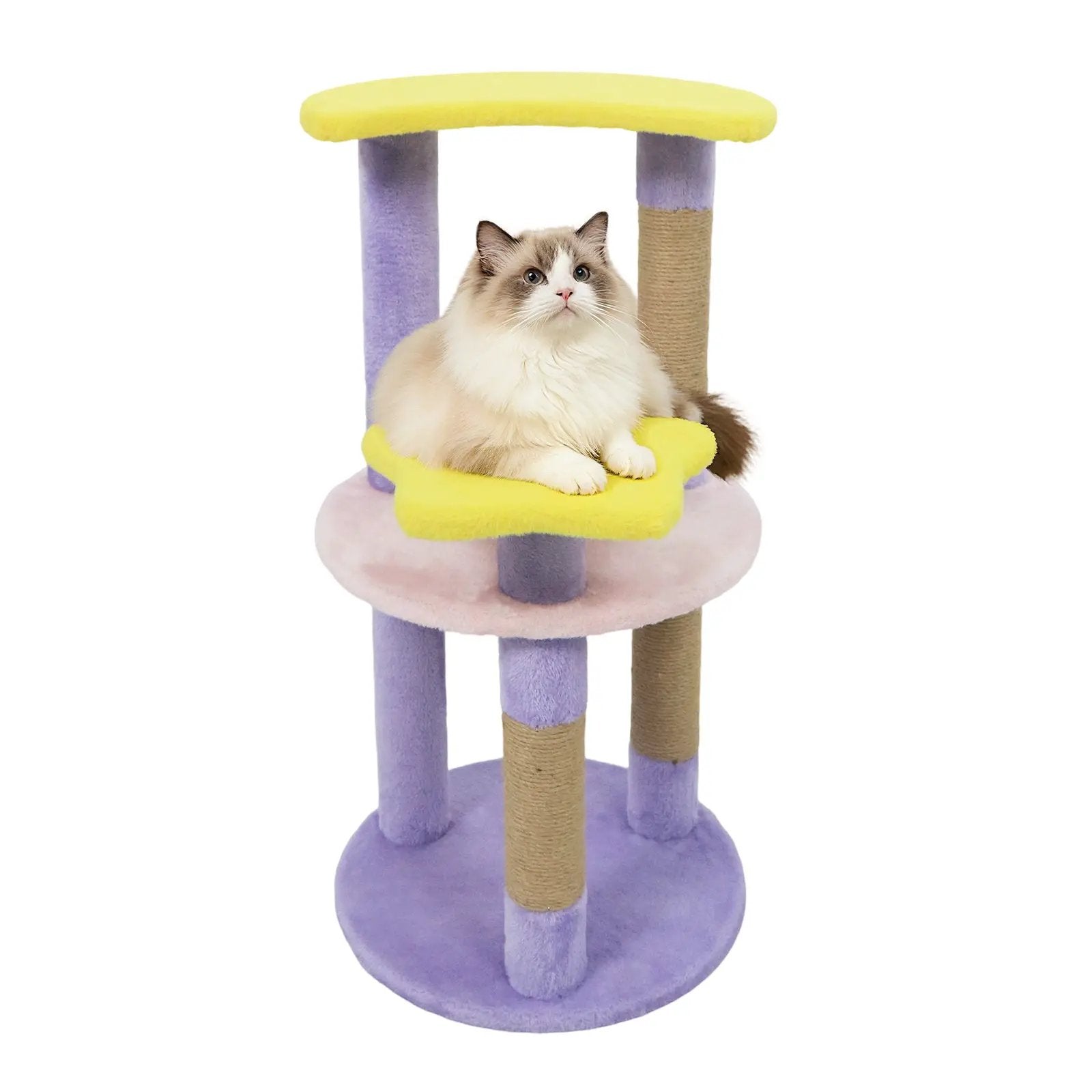 29 Inches Cute Modern Cat Tree with Star and Moon Shaped Platforms by DirectDeals