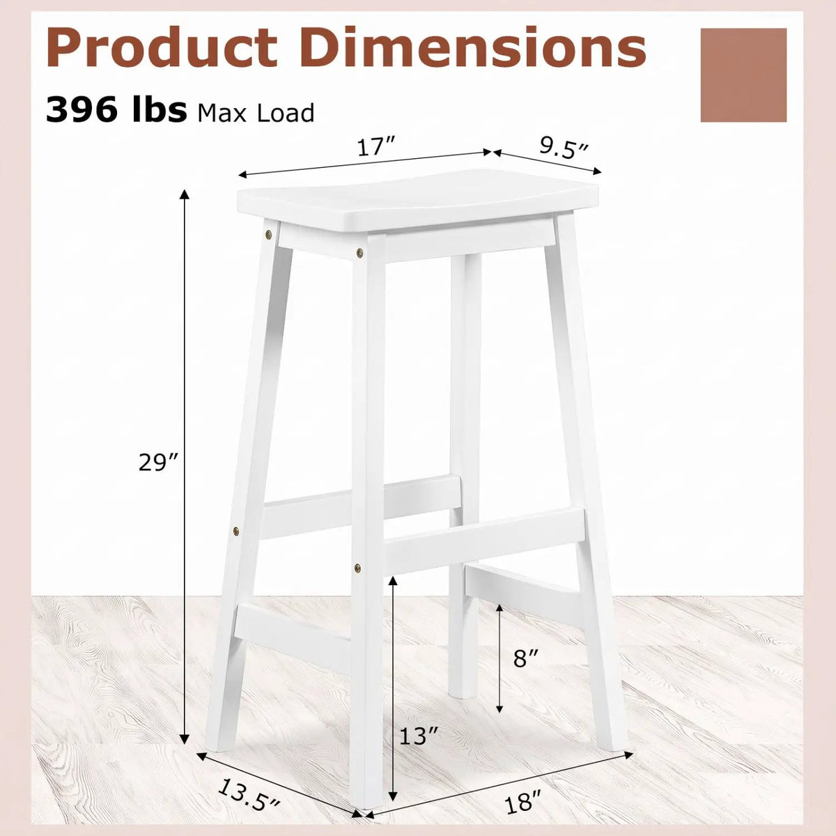 29" Saddle Seat Counter Height Stool Set of 2 with Footrests by DirectDeals