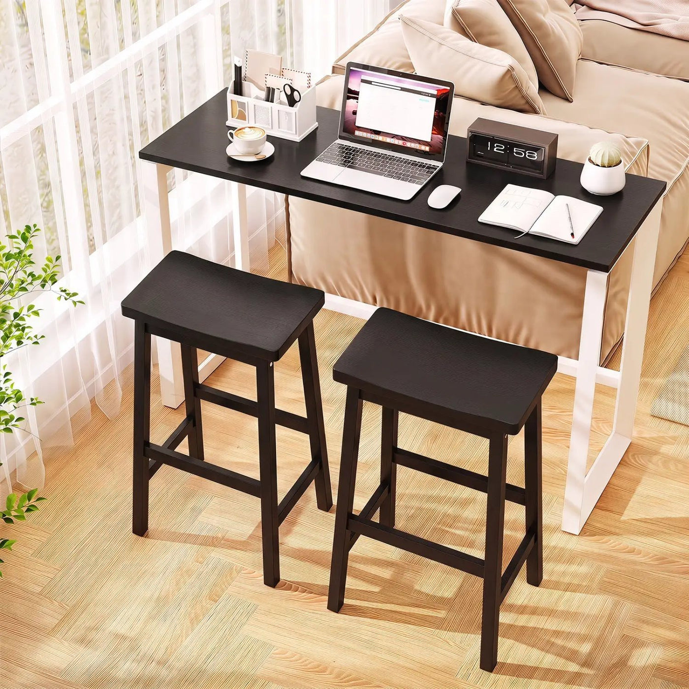 29" Saddle Seat Counter Height Stool Set of 2 with Footrests by DirectDeals