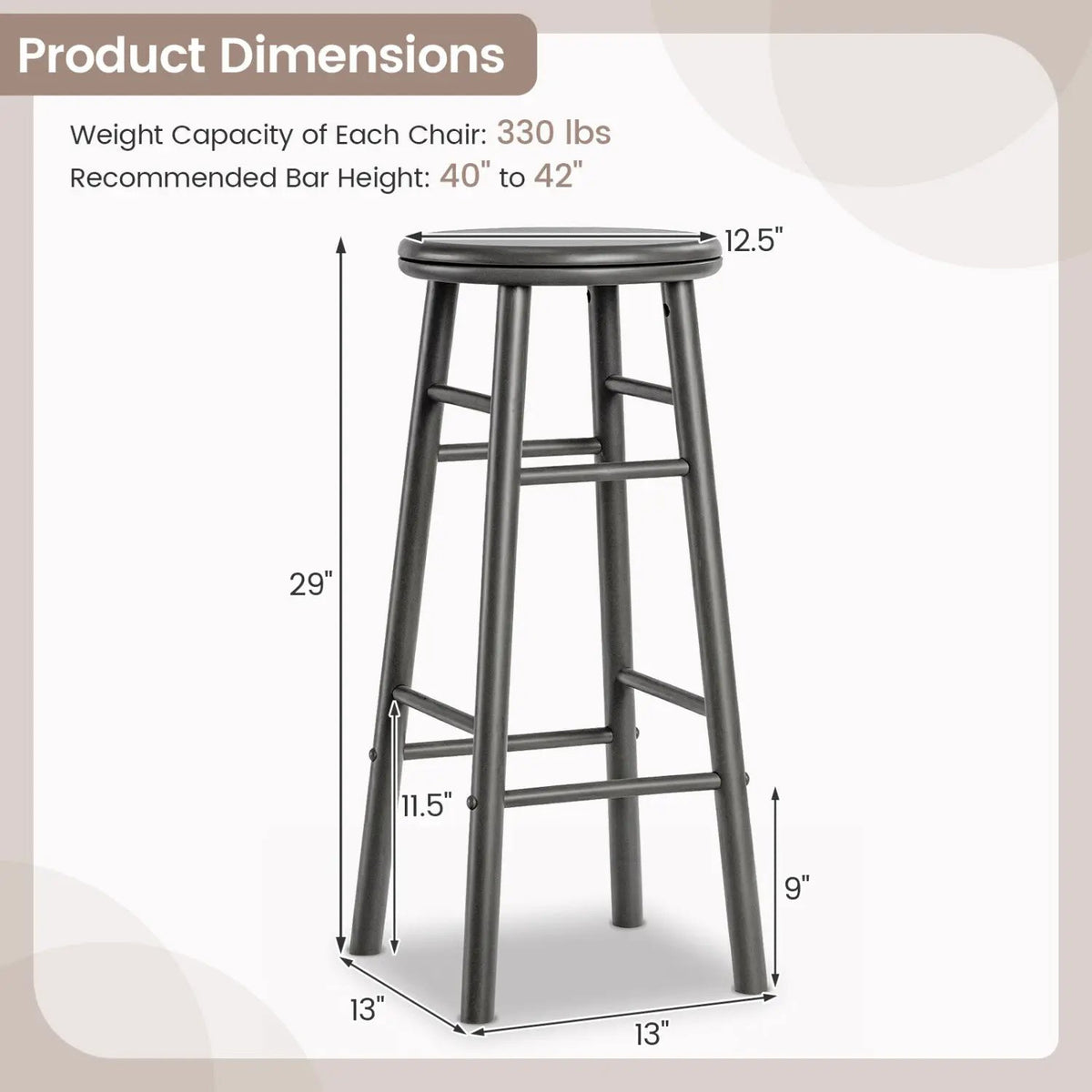 29" Swivel Bar Stools Set of 2 with Footrests by DirectDeals