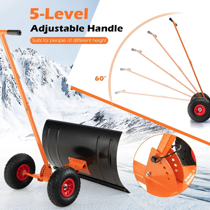 29 Inches Snow Pusher for Driveway-Orange by DirectDeals