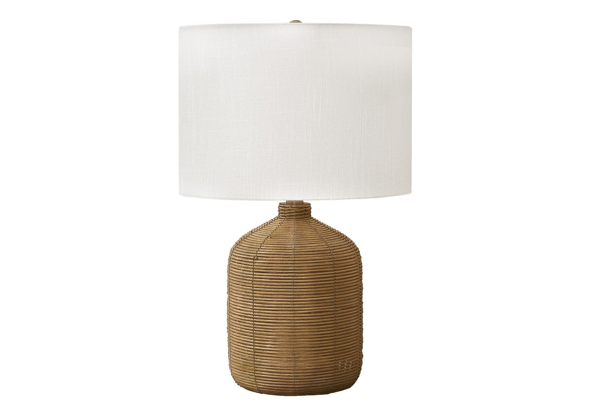 Modern Rattan Table Lamp with Fabric Shade - Light Brown or Black, photo 4 of 8