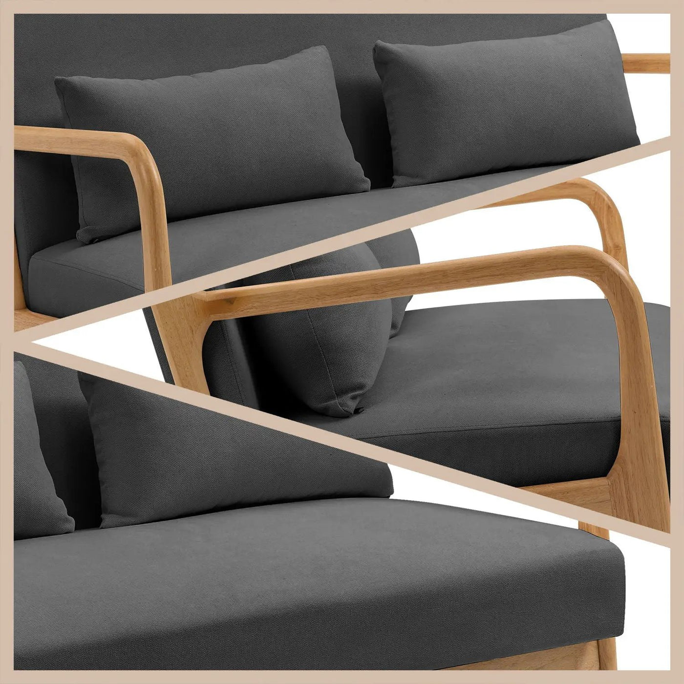 Leisure Chair With Solid Wood Armrest And Feet, Mid-Century Modern Accent Sofa, 2 Seat by Unique Piece Furniture