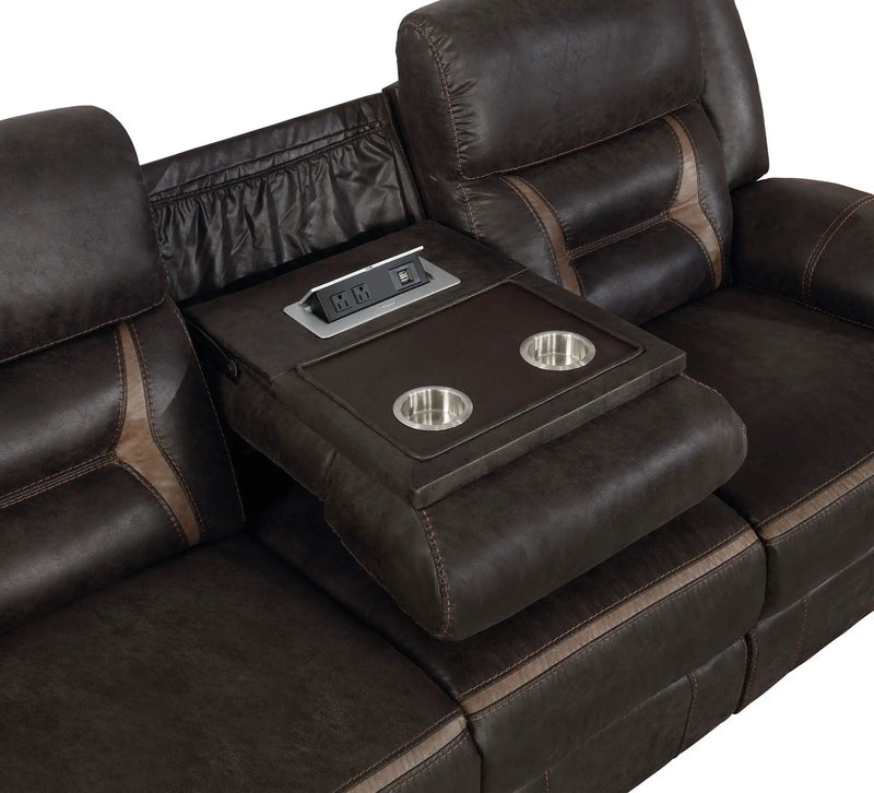 Greer Upholstered Motion Reclining Sofa Brown by Unique Piece Furniture