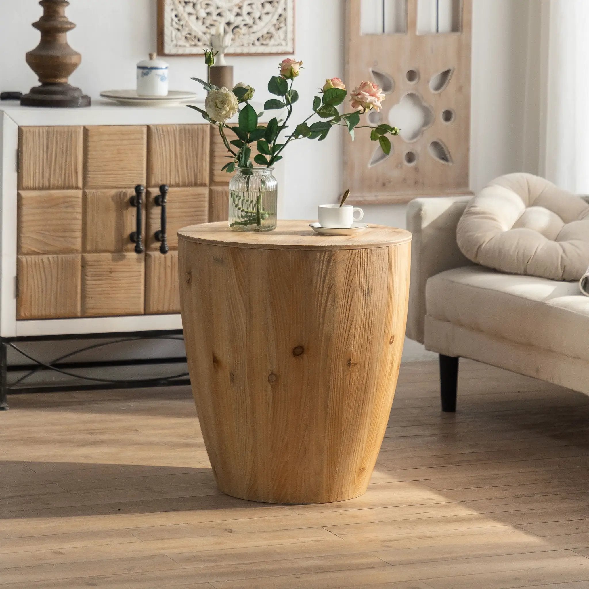 Vintage Style Barrel Coffee Table With Storage by Unique Piece Furniture