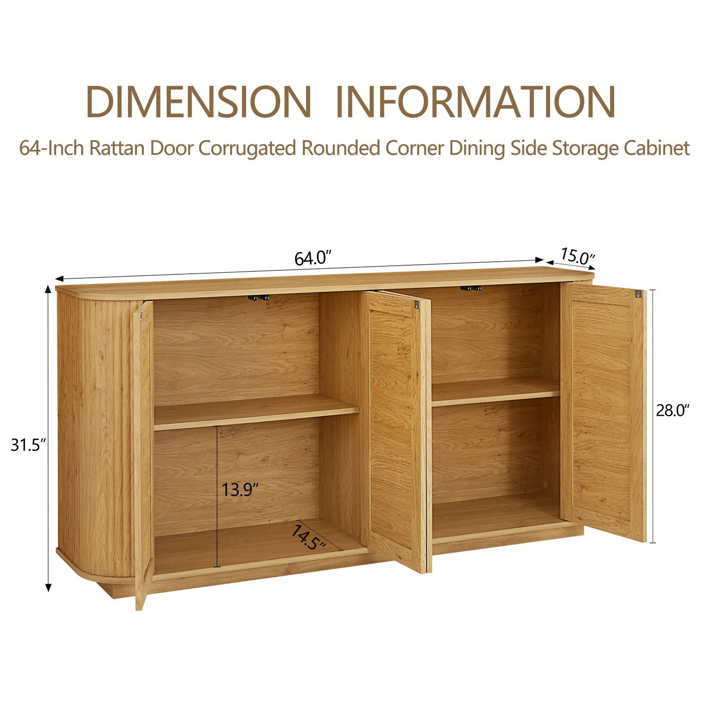 Contemporary Wave Shaped TV Stand With Rattan Doors by HouseOfZazla