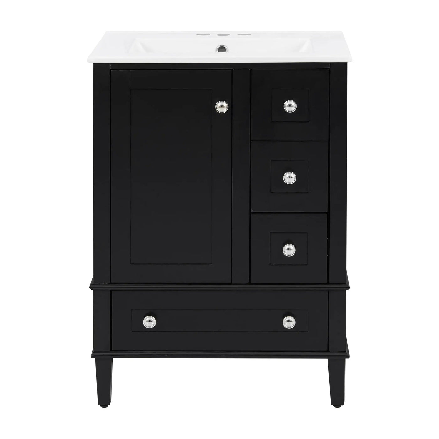 Bathroom Vanity With Integrated Basin, Soft Close Drawers, Door Mounted Double Layer Shelf by HouseOfZazla