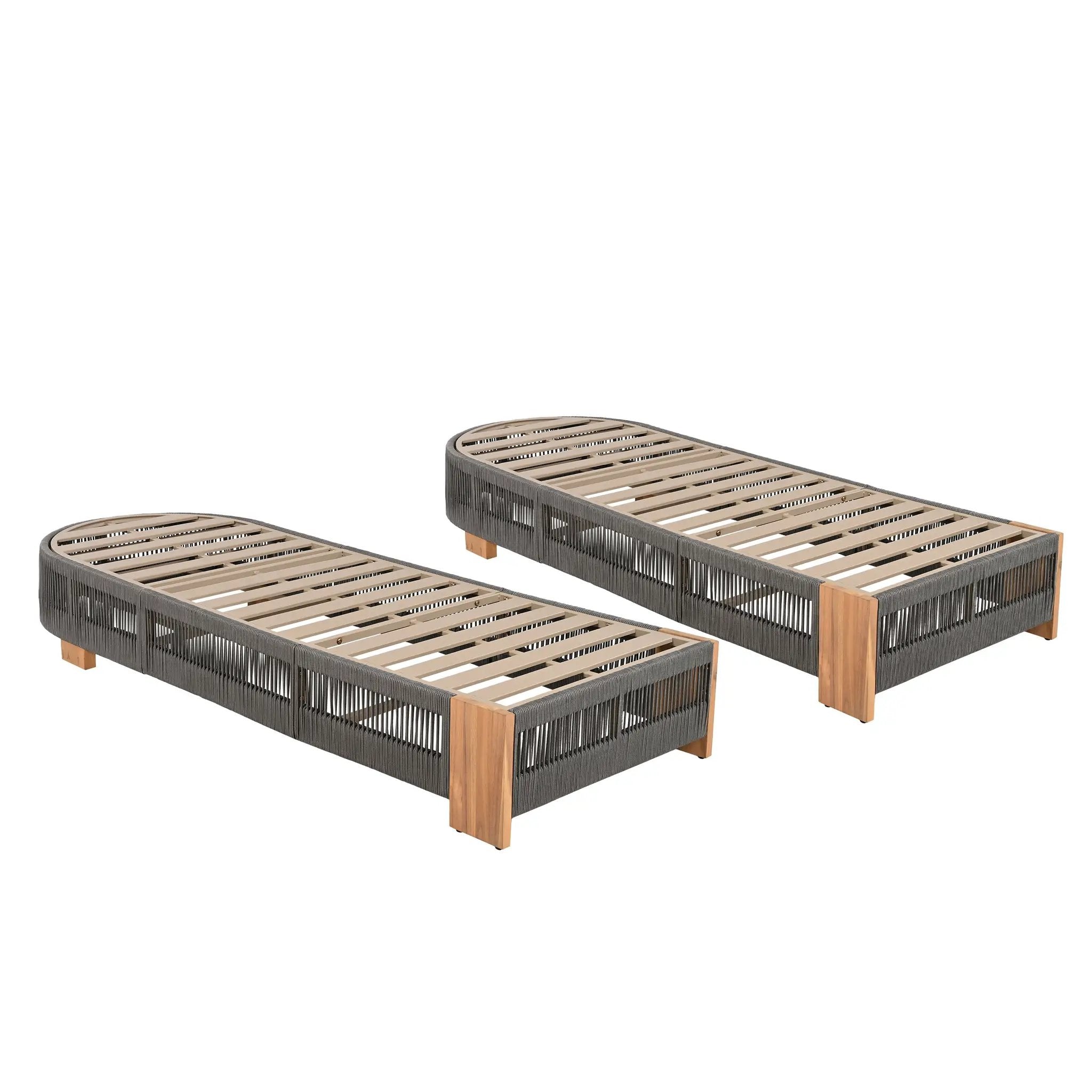 Outdoor Acacia Wood Patio Adjustable Lounge Chair Set of 2 by HouseOfZazla