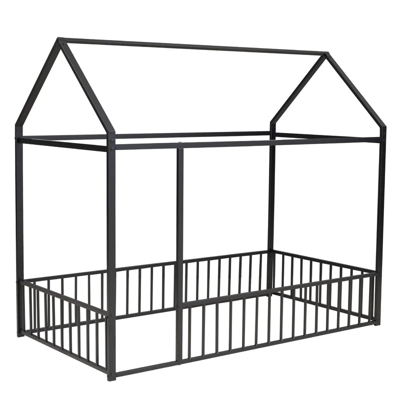 Metal Bed House Bed Frame With Fence by Unique Piece Furniture