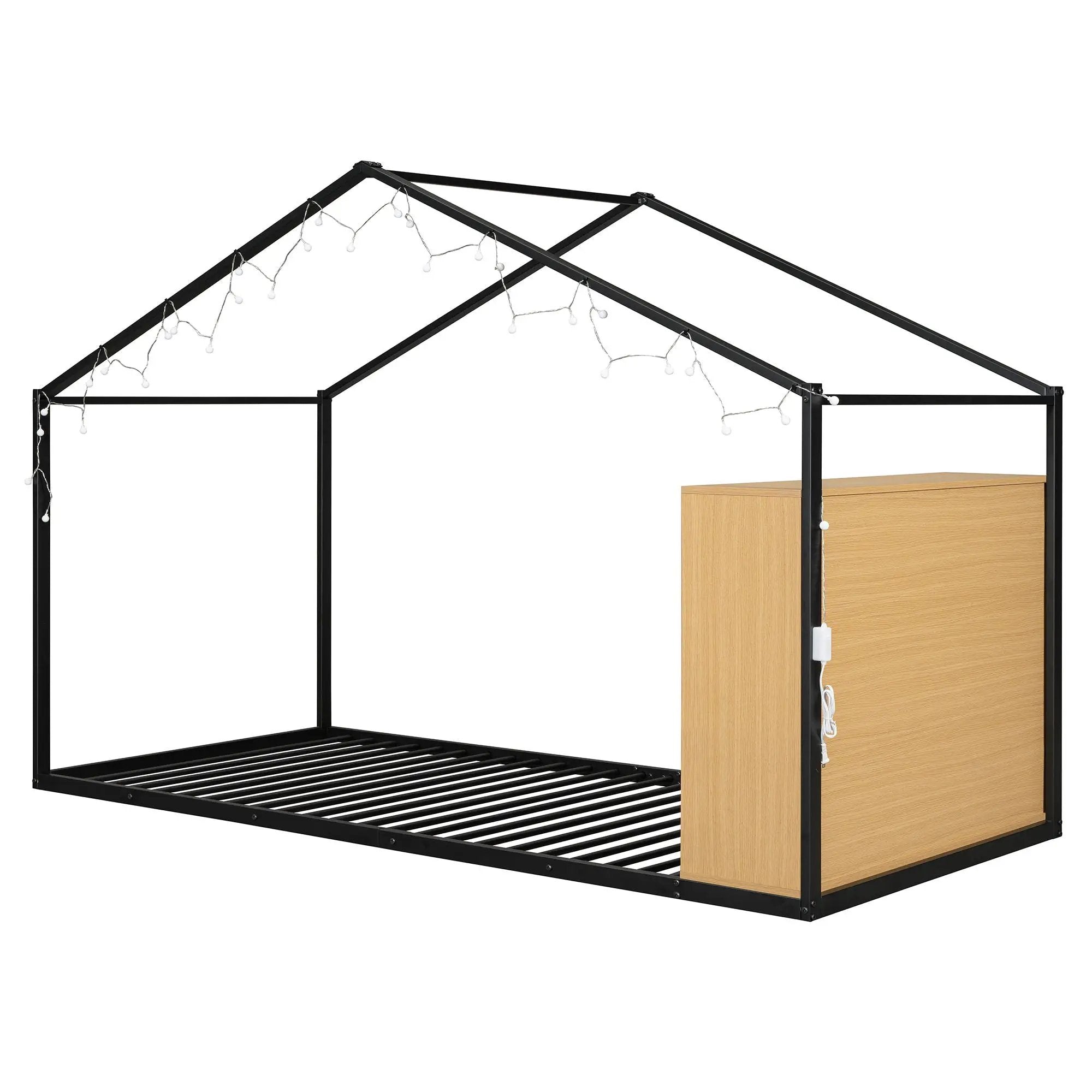 Bed House Frame With Shelves And Lights by HouseOfZazla