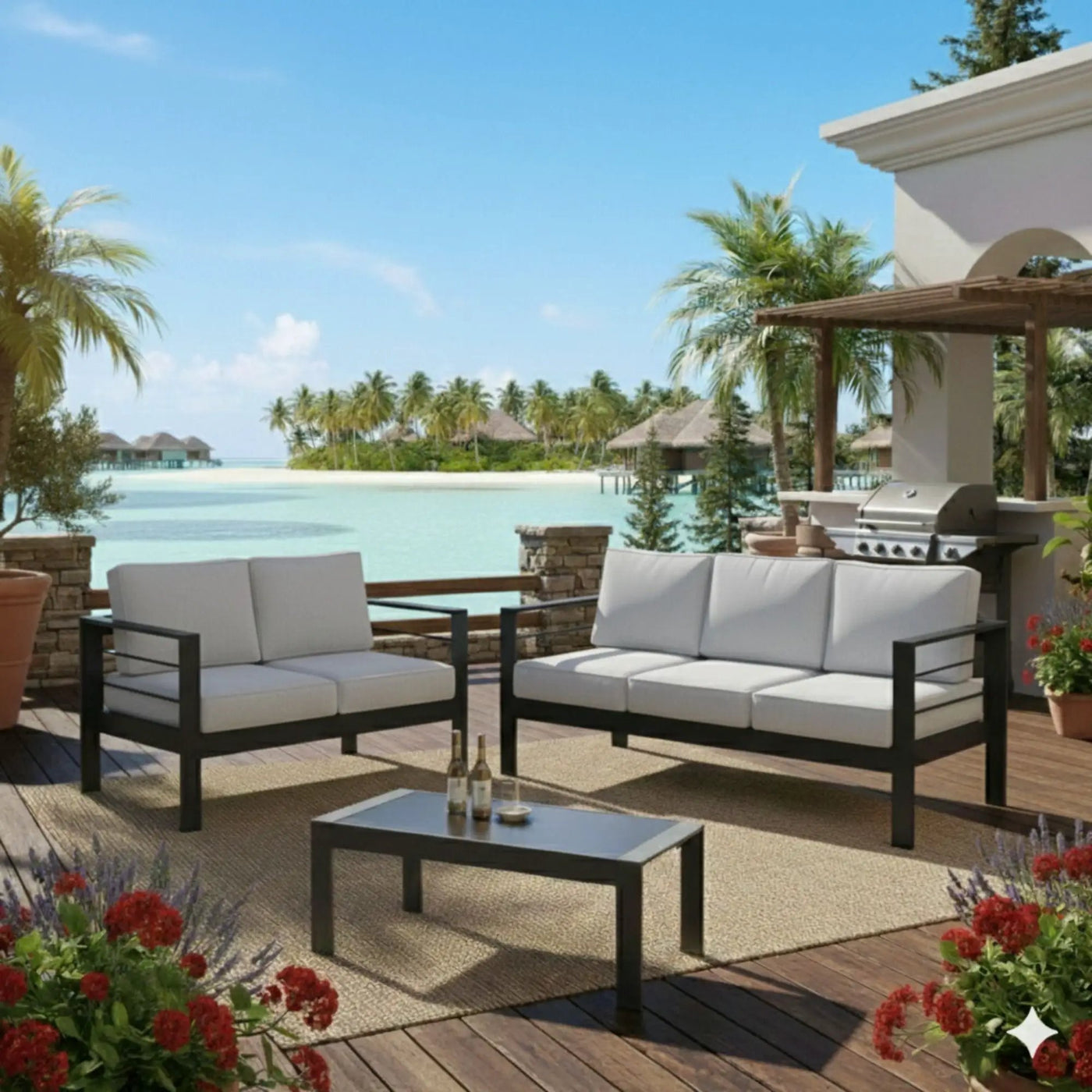 Outdoor Patio Set, All-Weather With Thick Cushions by HouseOfZazla