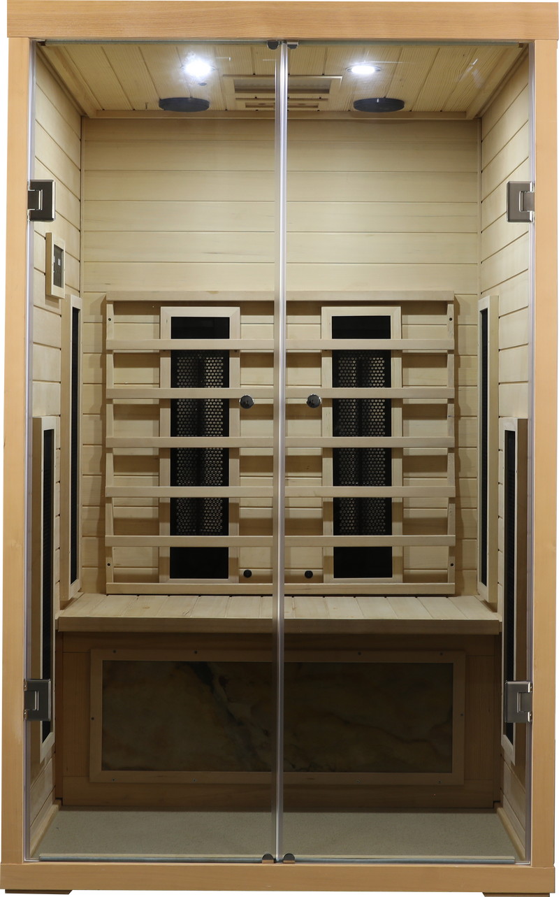 Two Person Hemlock Wood Far-Infrared Sauna Room with Far-Infrared Heating Panels - Natural, photo 4 of 4