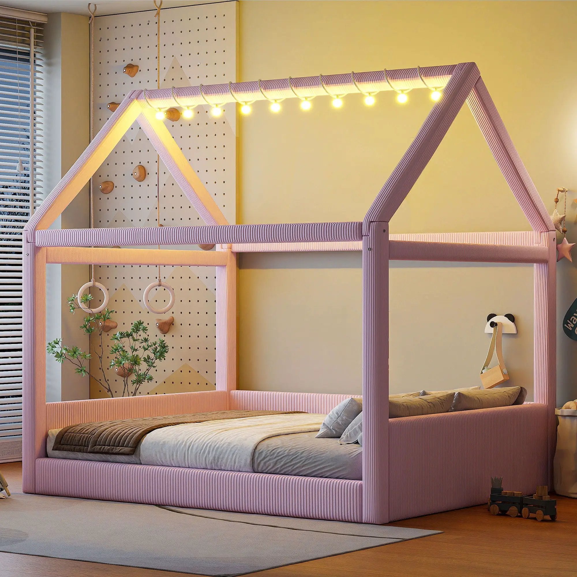 Upholstered House Style Daybed With LED Light Strips by HouseOfZazla
