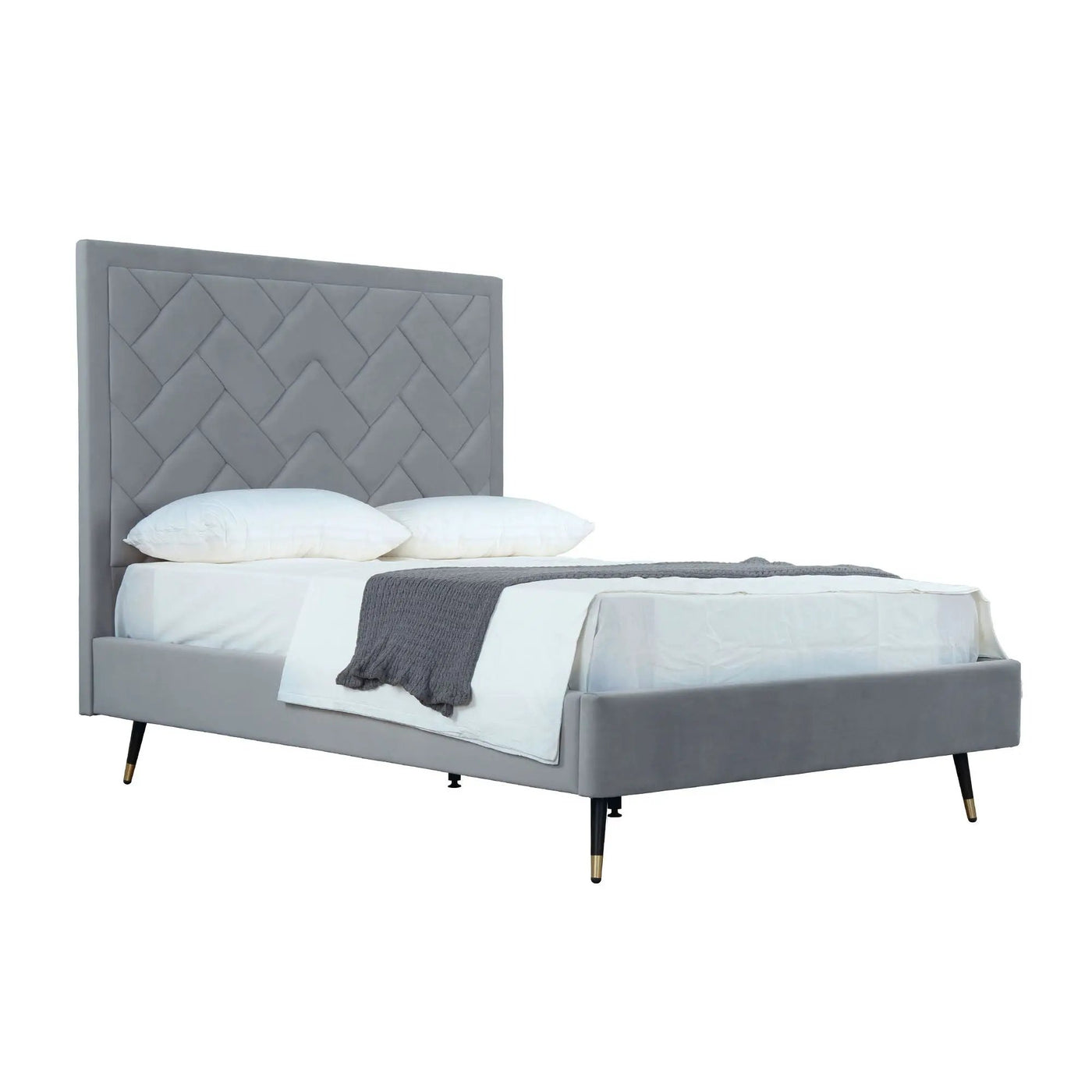 Crosby - Bed With Upholstered Headboard And Slats by HouseOfZazla