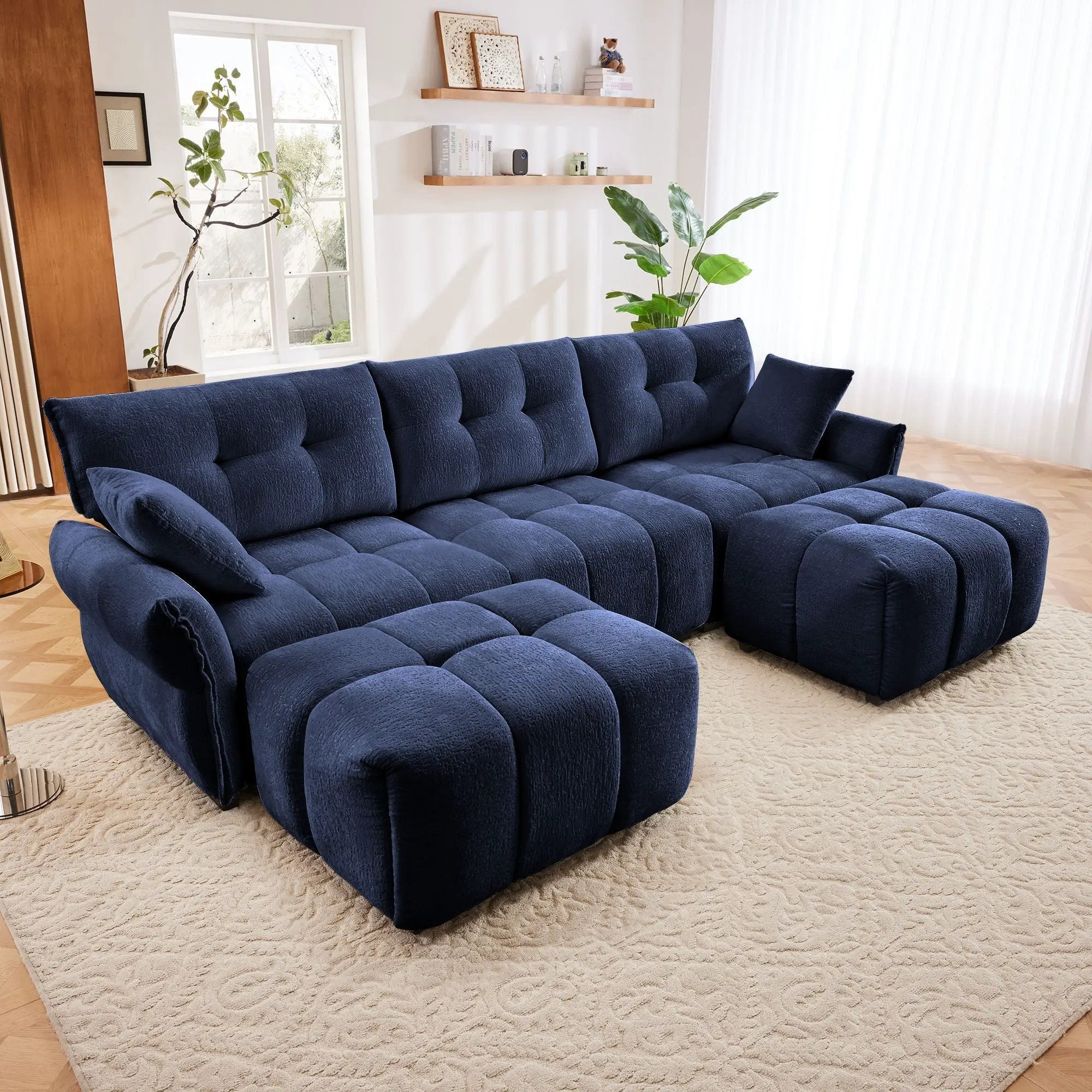 Sofa Set With Ottoman And Pillows, Textured, High Resilience Cushions by Unique Piece Furniture