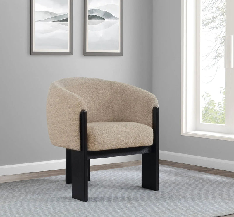 Valdez Boucle Upholstered Barrel Back Accent Chair Beige by Unique Piece Furniture