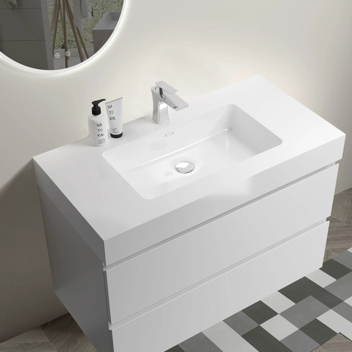 Alice - Bathroom Vanity With Large Storage, Sink Wall Mounted Floating Bathroom Vanity For Modern Bathroom, One-Piece Sink Basin Without Drain And Faucet by HouseOfZazla