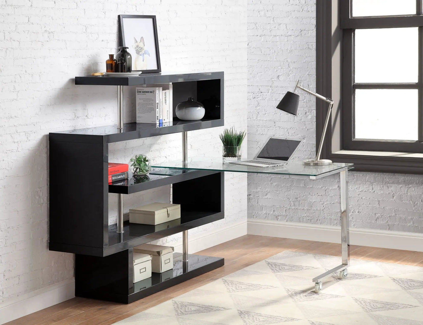 Buck II - Writing Desk With Bookshelf by Unique Piece Furniture