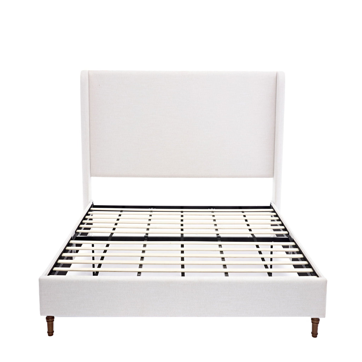 Tall Headboard Upholstered Bed with No Box Spring Needed - Cream, photo 2 of 40