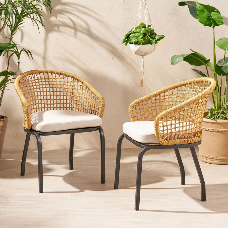 Outdoor Wicker Chair With Powder-Coated Iron Legs by HouseOfZazla