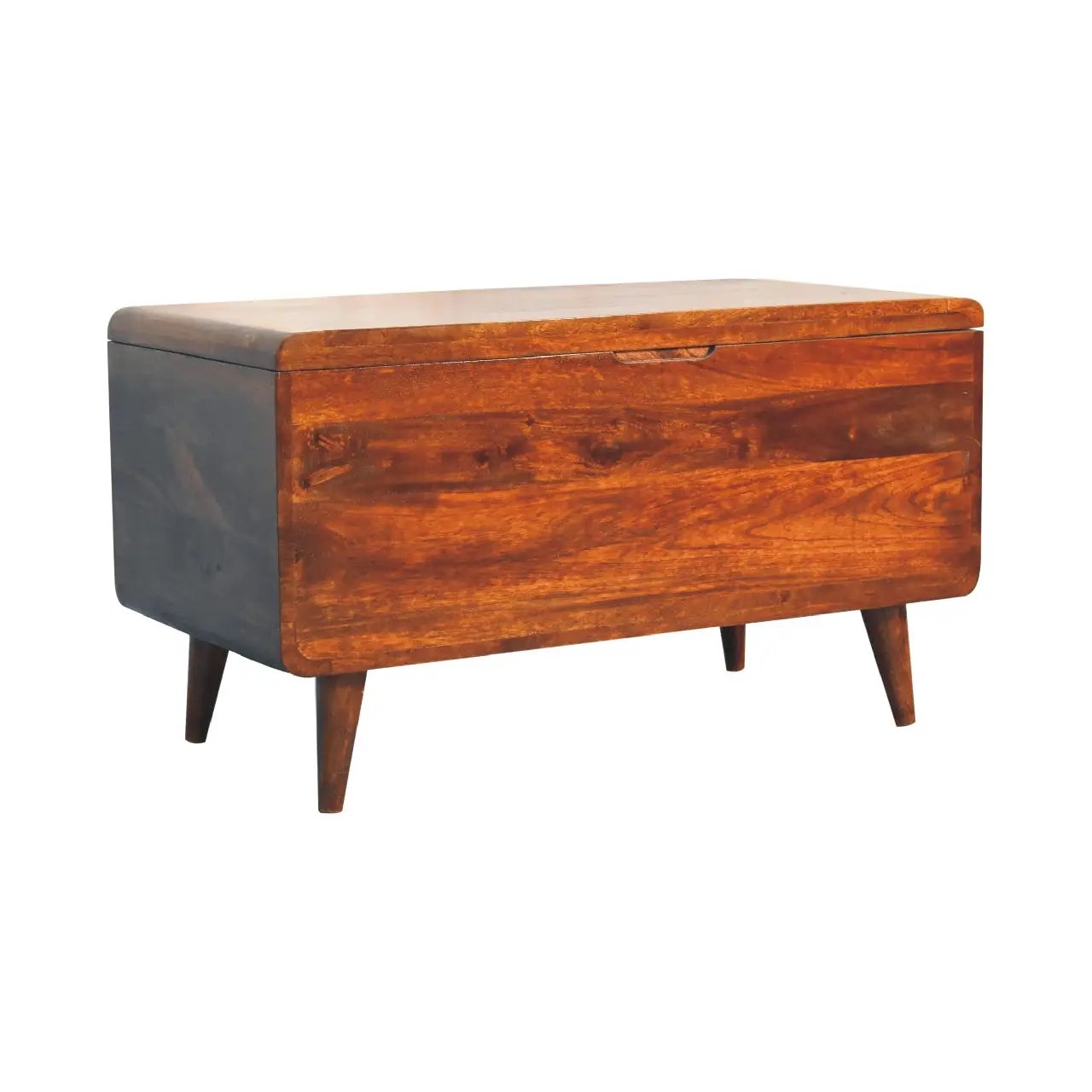 Solid Wood Curved Chestnut Blanket Box by HouseOfZazla