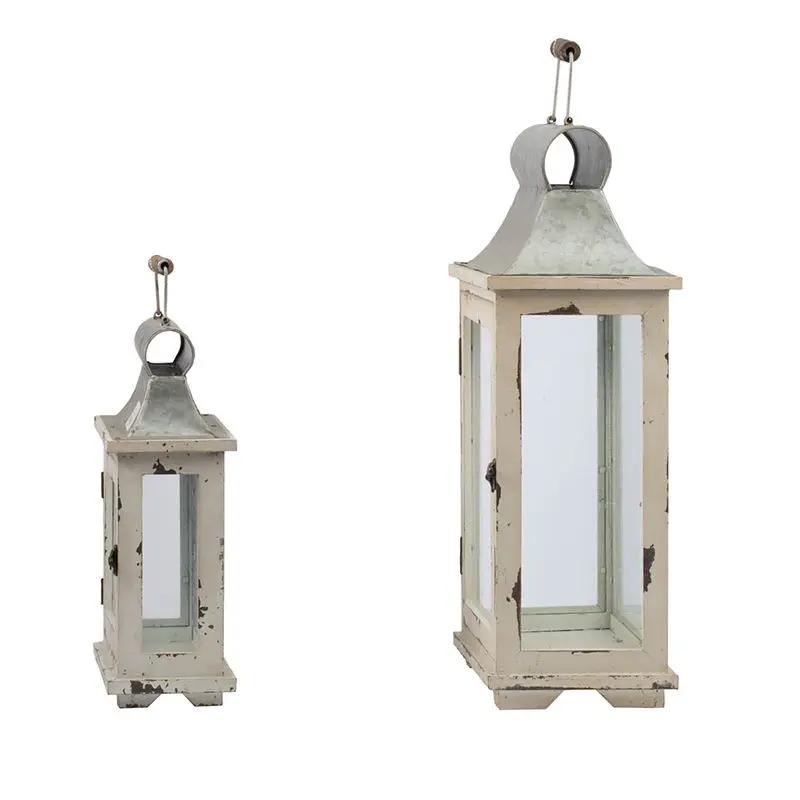 Wooden Candle Lantern Decorative Set of Two for Indoor and Outdoor Use by HouseOfZazla