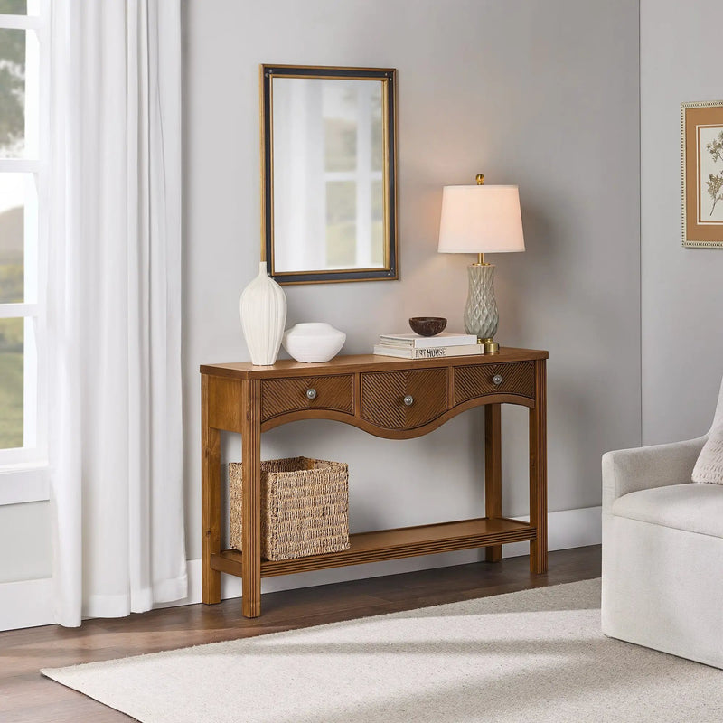 52'' Fluted Wood Console Table with 3 Drawers by HouseOfZazla