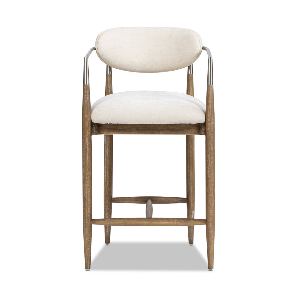 Artemis 26" Mixed Material Upholstered Counter Stool with Solid Rubberwood Frame - Warm, photo 4 of 10
