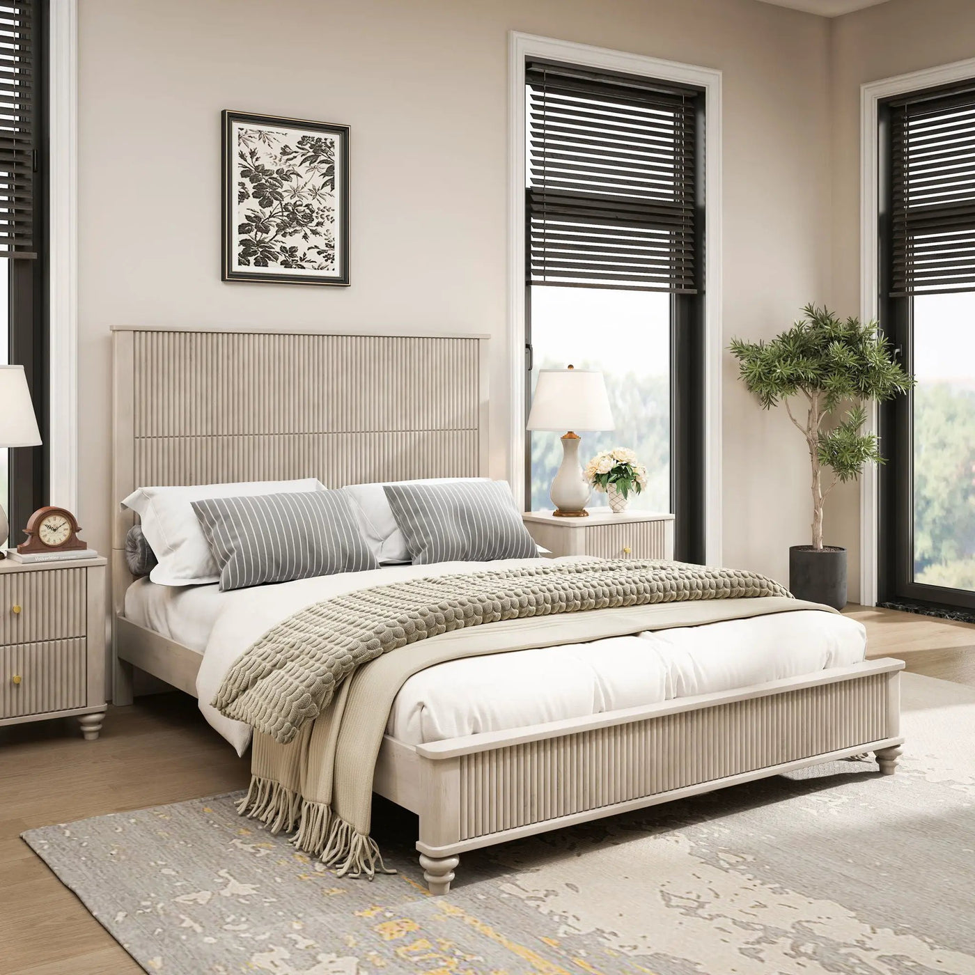 Platform Bed Frame With Tall Headboard by HouseOfZazla