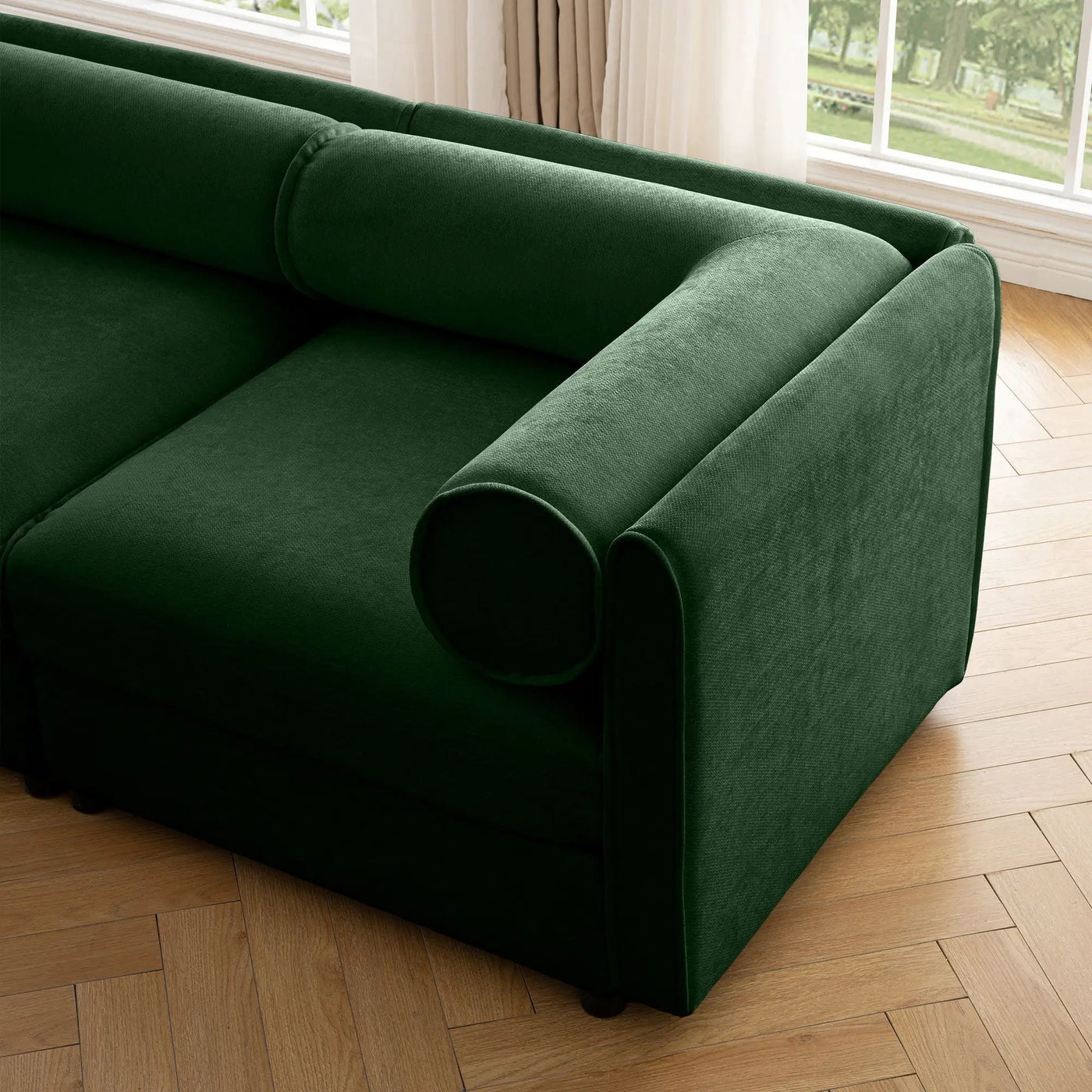 Stylish Sofa With Storage Seat And Cylindrical Backrest by HouseOfZazla
