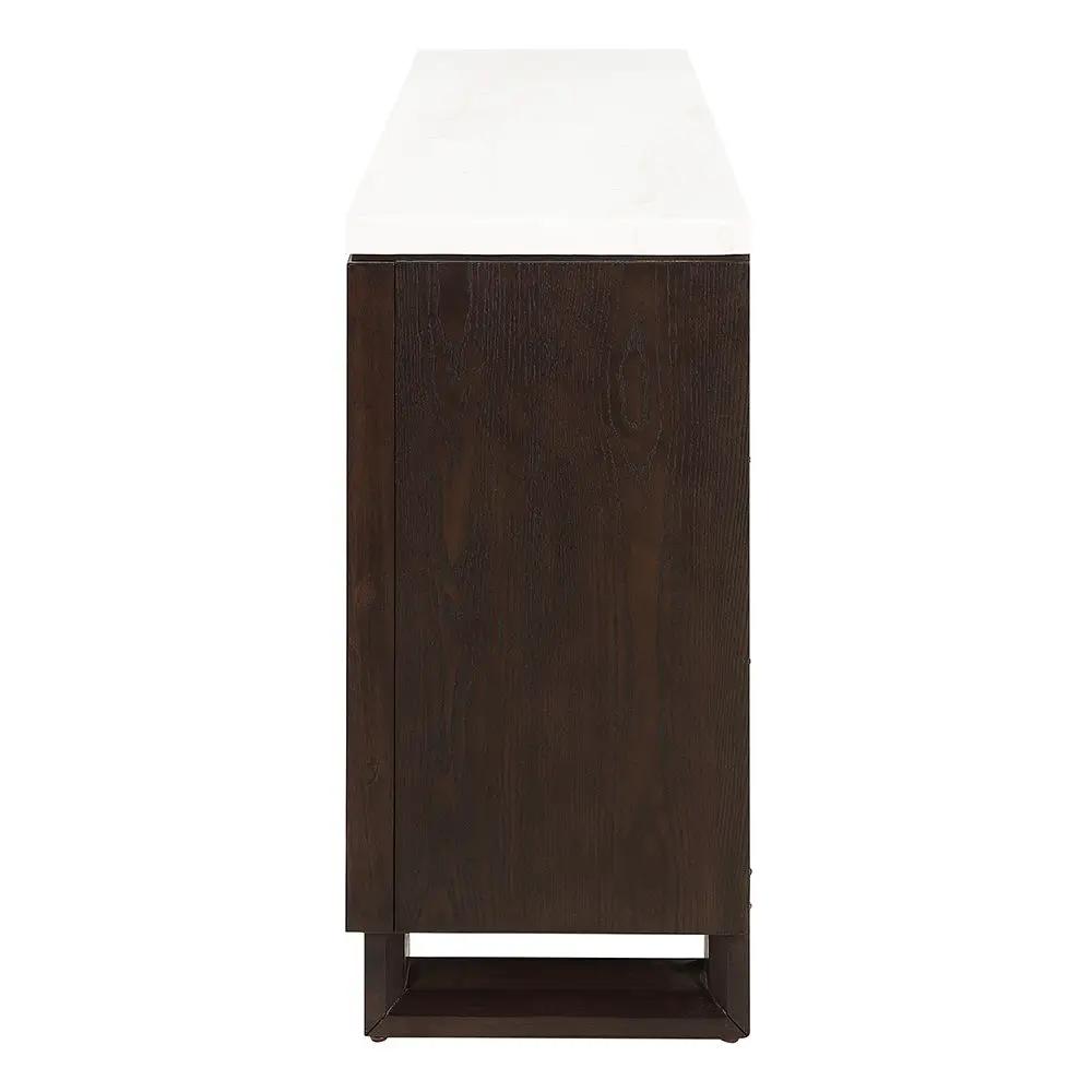 Edwyn - Server With Fireplace - Natural Marble Top & Espresso by Unique Piece Furniture