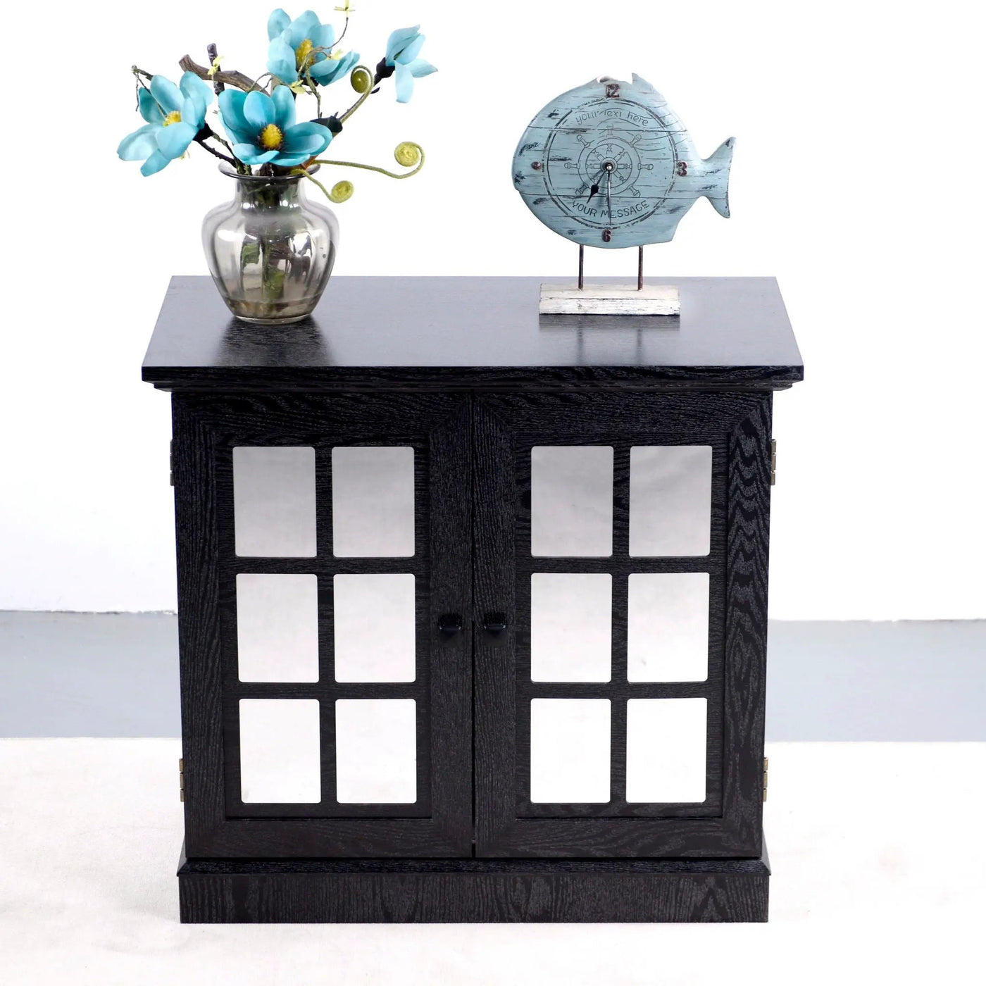 Sideboard Cabinet With Mirrored Doors, Adjustable Shelf, Metal Handles by HouseOfZazla