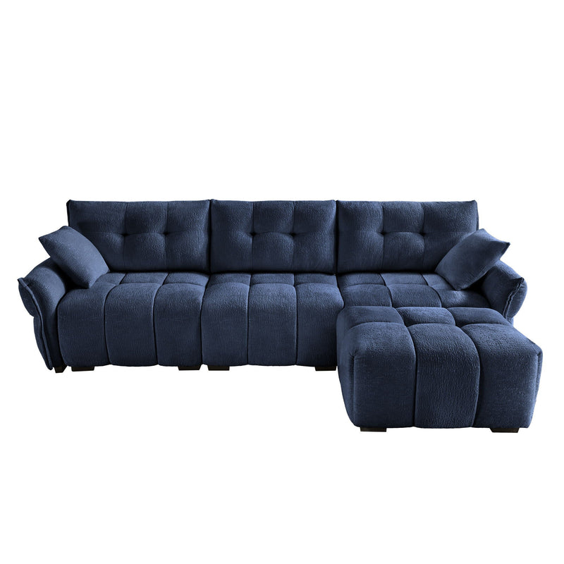 Sofa Set With Ottoman And Pillows, Textured, High Resilience Cushions by HouseOfZazla