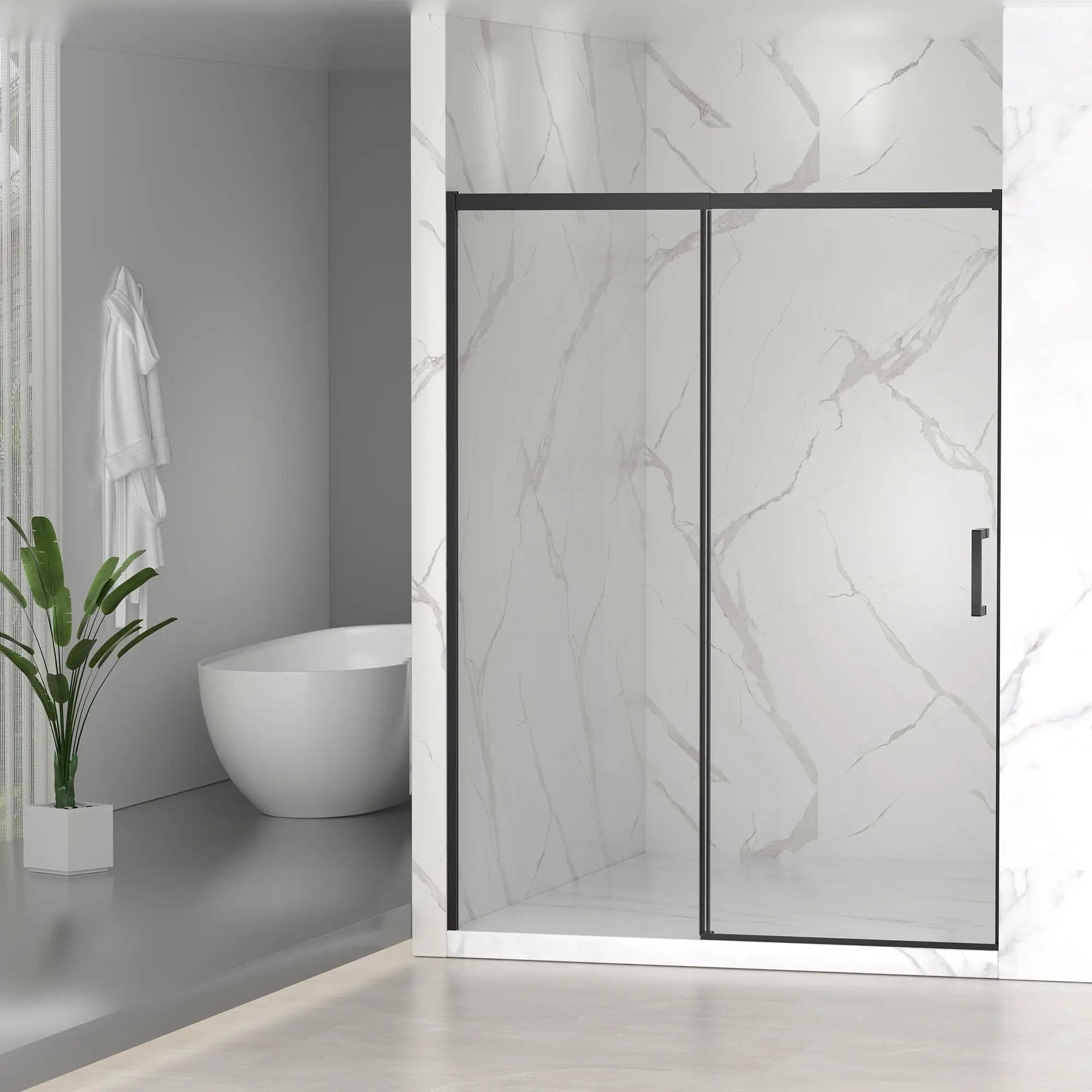 56-60" W x 74" H Semi-Frameless Sliding Shower Door by HouseOfZazla