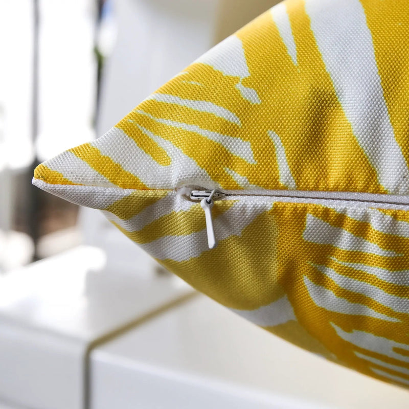 Leaf Vein Yellow Outdoor & Indoor Pillow by HouseOfZazla