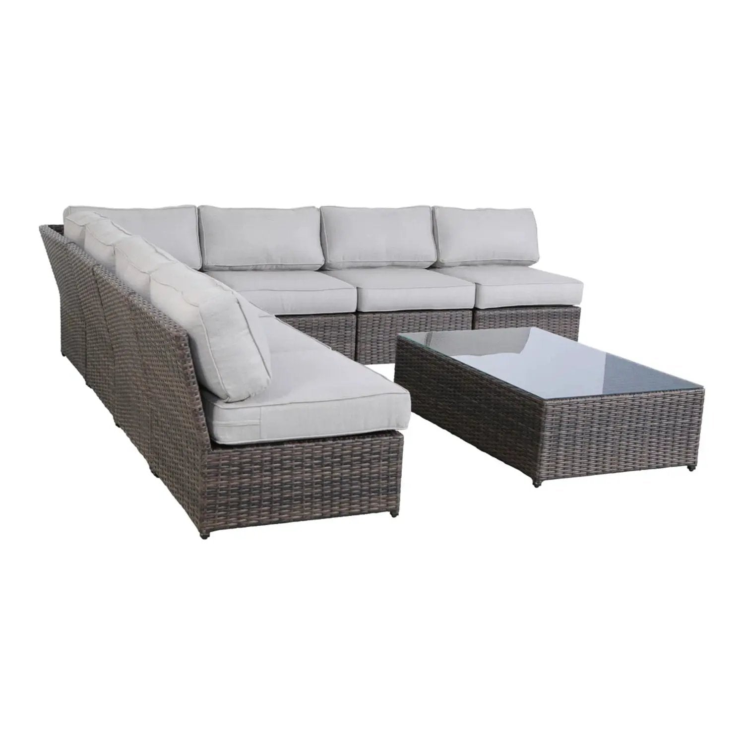 Comfortable Modern Patio Rattan Sectional Set With Cushions by Unique Piece Furniture
