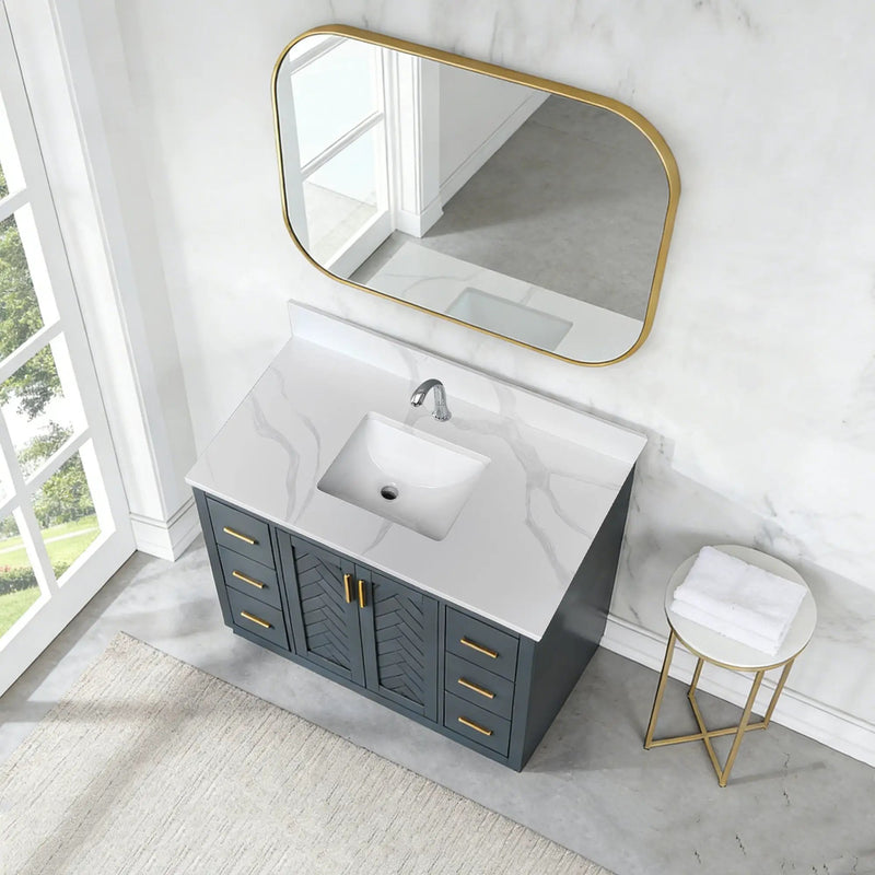 43-inch Quartz Bathroom Vanity Top with Undermount Single Bowl Sink by HouseOfZazla