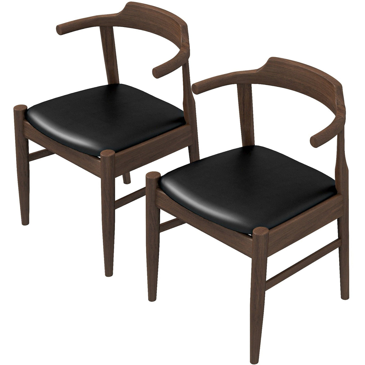 Mid-Century Modern Dining Chair Set of 2 with Solid Wood Frame - Dark Gray or Black, photo 7 of 17