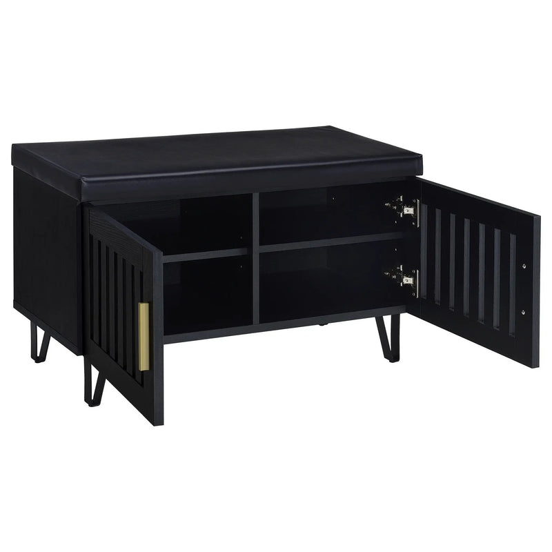 Brixton 2-door Padded Entryway Shoe Storage Bench Black by Unique Piece Furniture