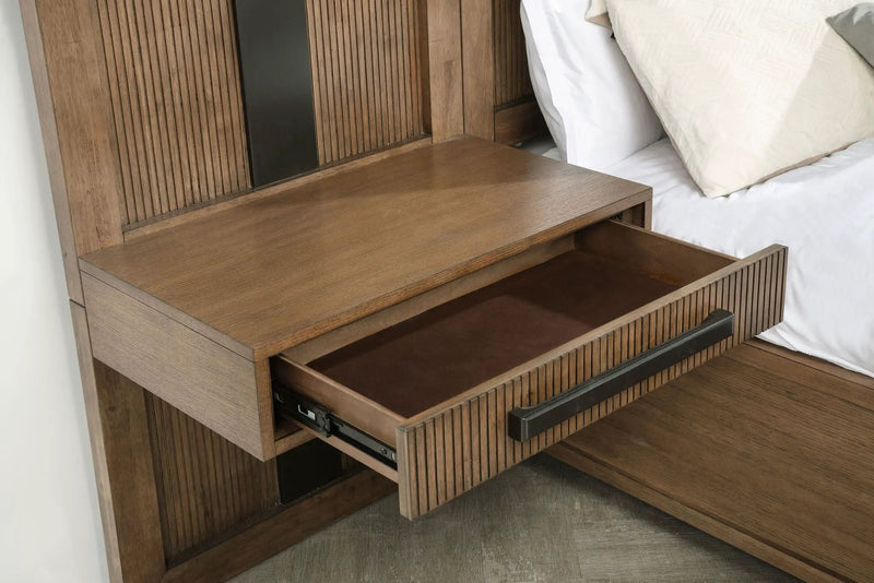 Terrace Queen Wall Panel Storage Bed Ash Brown by Unique Piece Furniture