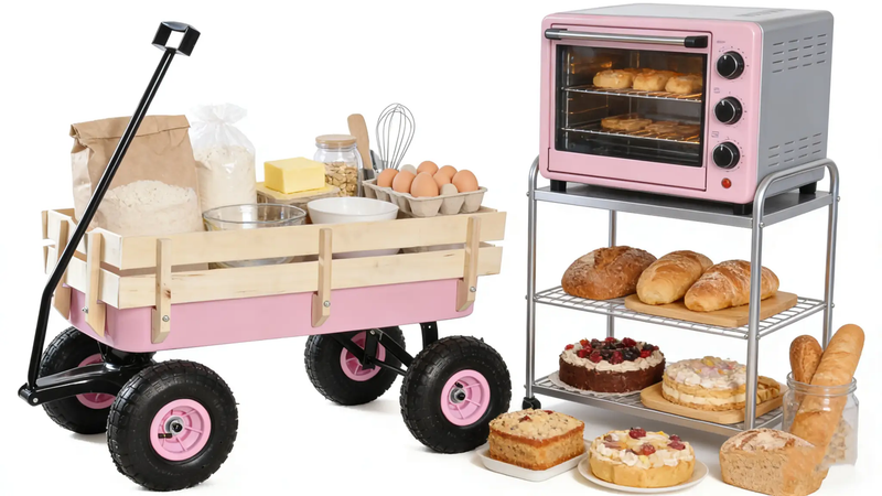 Outdoor Wagon All Terrain Pulling with Wood Railing by HouseOfZazla