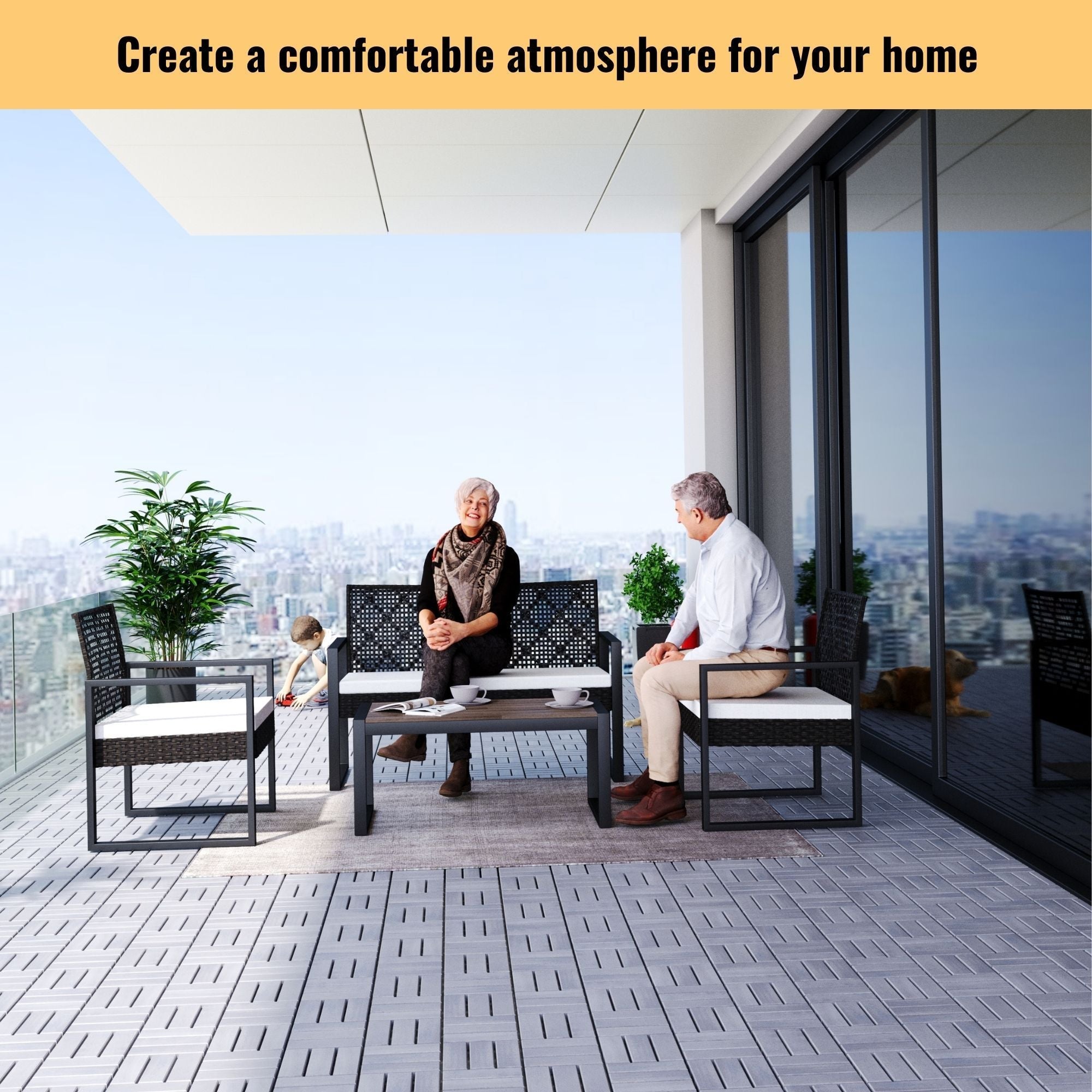 Acacia Wood Interlocking Deck Tiles Checker Pattern For Outdoor Flooring by HouseOfZazla