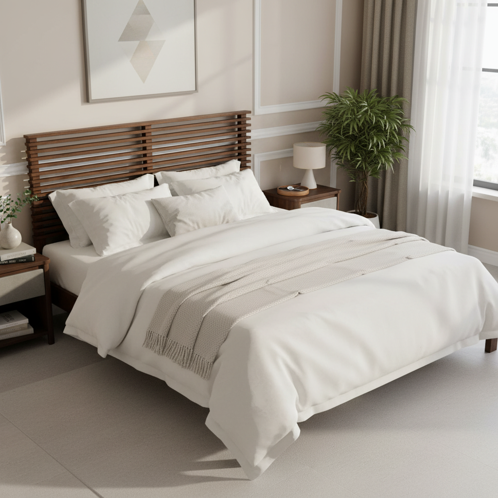 Premium Solid Wood Queen Size Platform Bed Frame by HouseOfZazla