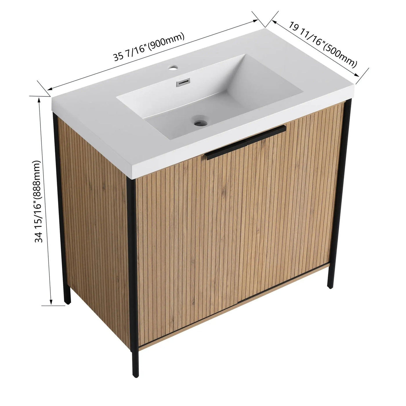 Modern Freestanding Bathroom Vanity With Resin Sink & Soft Close Cabinet Doors by HouseOfZazla