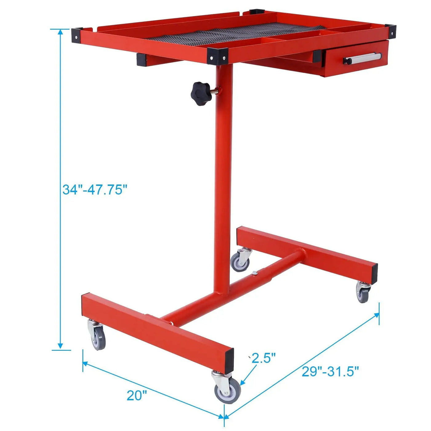 Adjustable Tear Down Work Table With Drawer For Garages, Repair Shops, And Diy, Portable, (4) 2.5" Swivel Casters, 220 Pound Capacity, Rubber Corners, Heavy Duty Steel by HouseOfZazla