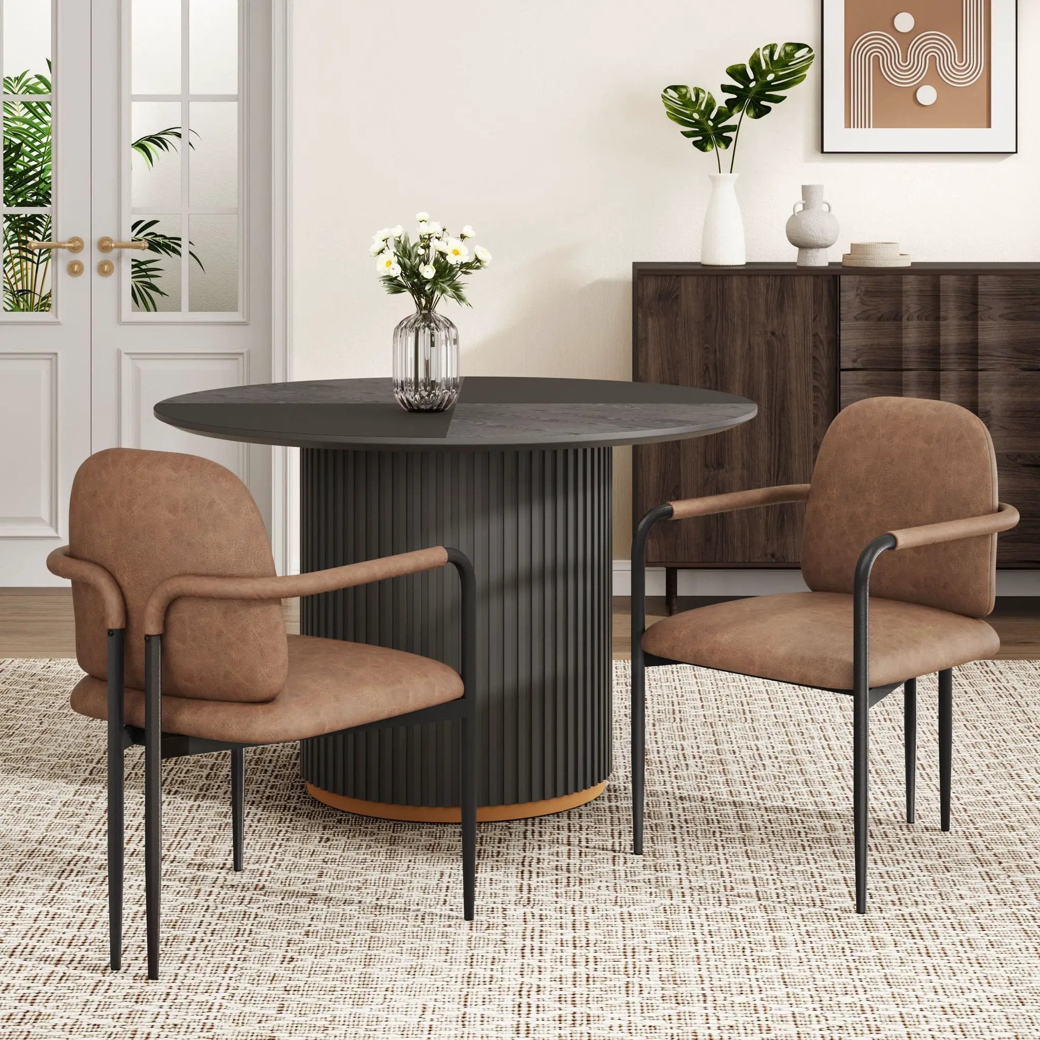 Modern Dining Chair Set With Durable Iron Frame and Comfortable Fabric Upholstery by HouseOfZazla